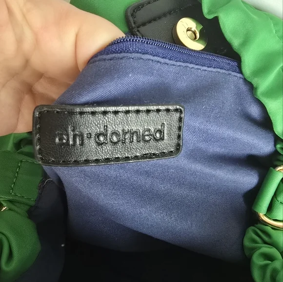 AhDorned, Kelly Green Drawstring Nylon Plaid Guitar Strap Crossbody Bag Tote - Picture 9 of 10